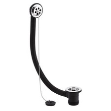 Nuie Bath Tub Plug & Chain Waste Polished Chrome Bathroom Round Plastic Plug