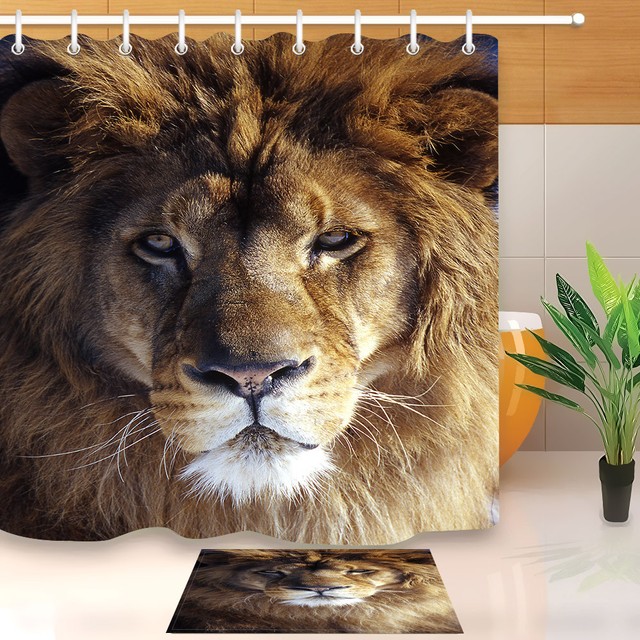 A Africa Lion's Portrait Shower Curtain Set Bathroom Polyester