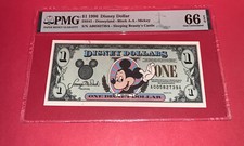 PMG Disney Dollar 1 $ 1996 Bloc A-A Mickey Château de la Belle au Bois Dormant GEM 66 EPQ