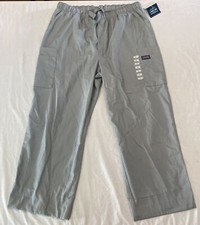 Cherokee Workwear Scrubs Bottoms Pants Unisex Drawstring Gray Large EUC HEMMED 