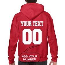 Custom HOODIE Sweatshirt Create Own Name Number BACK SIDE Customized Personalize