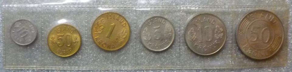 1974 ICELAND - OFFICIAL MINT BU SET (6) - ORE & KRONUR - ROYAL MINT PKG - RARE - Image 3 of 4