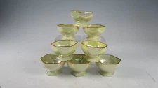 Vintage Germany Yellow Lusterware  Individual Open Pedestal Salt Cellars  SET 8