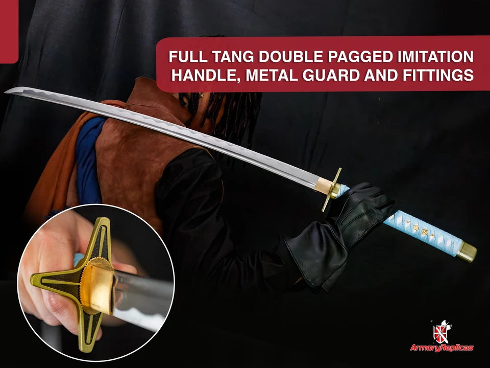 Espada Katana Damasco Artesanal Argila Temperada com Caixa de Presente e Certificado - Imagem 3 de 4