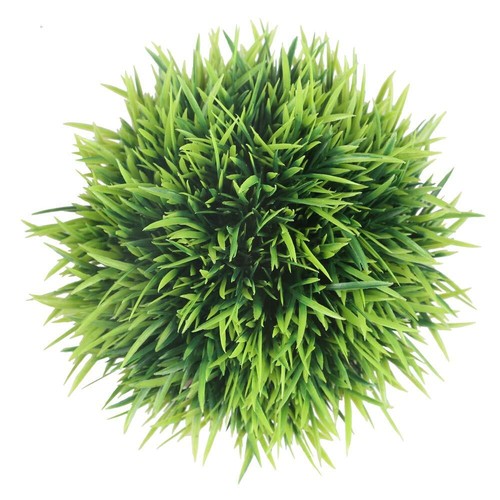Mini Artificial Plants Plastic Fake Green Grass Faux Topiary Grey Pots 2 Pack - Picture 7 of 7