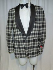 Isaia Sanita Galles Tartan One Button Shawl Collar Dinner Jacket 44L 3350 NWT