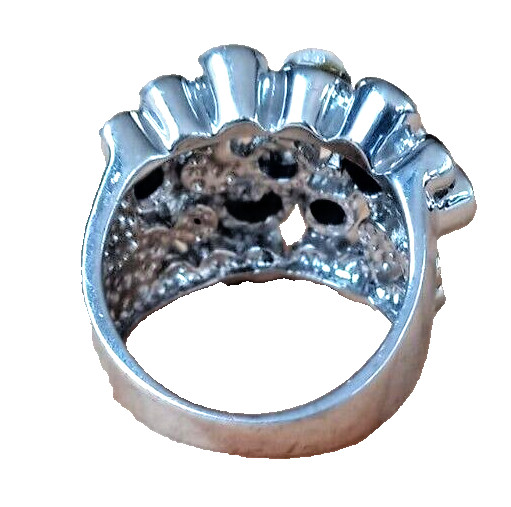 Silvertone Cluster Ring with Clear Rhinestones Si… - image 11