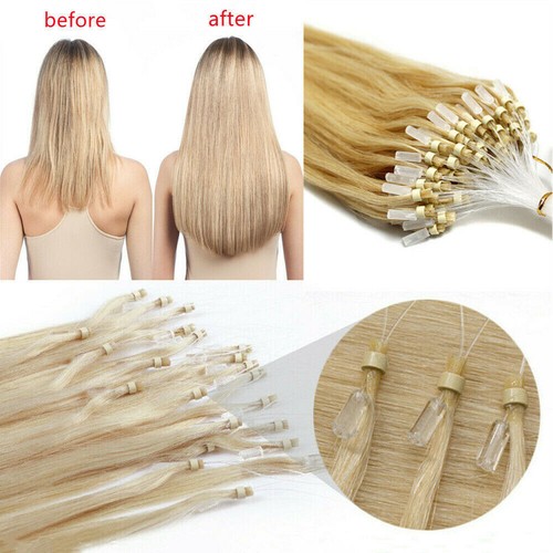Micro Ring Loop Hair Extensions Real Human Hair Micro Beads Link Thick Remy Hair - Picture 16 of 99