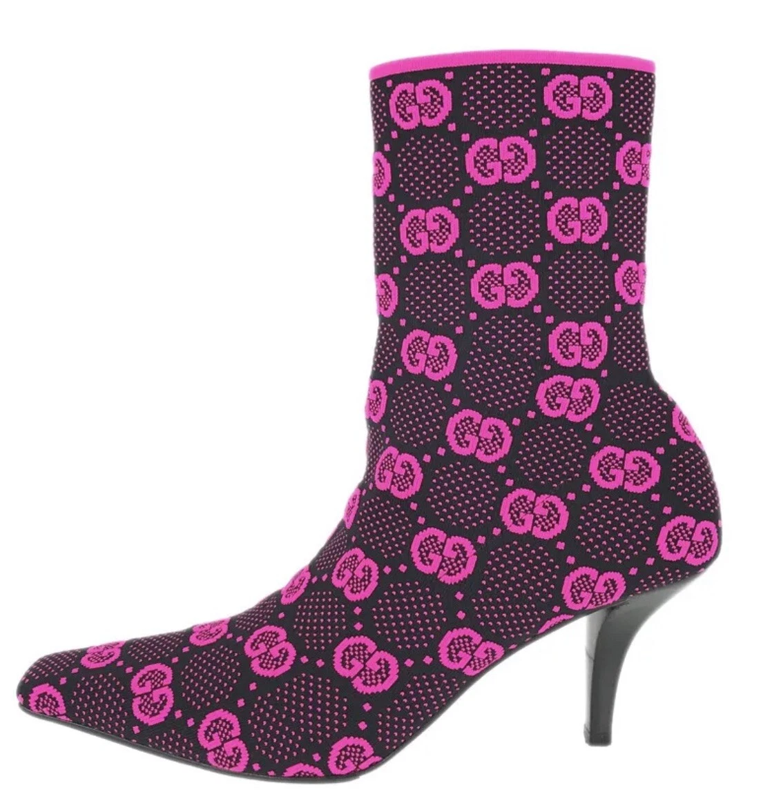 NEUF DANS SA BOÎTE 1 100 % AUTHENTIQUES GUCCI GG bottines en tricot ROSE 718378 taille G 36,5