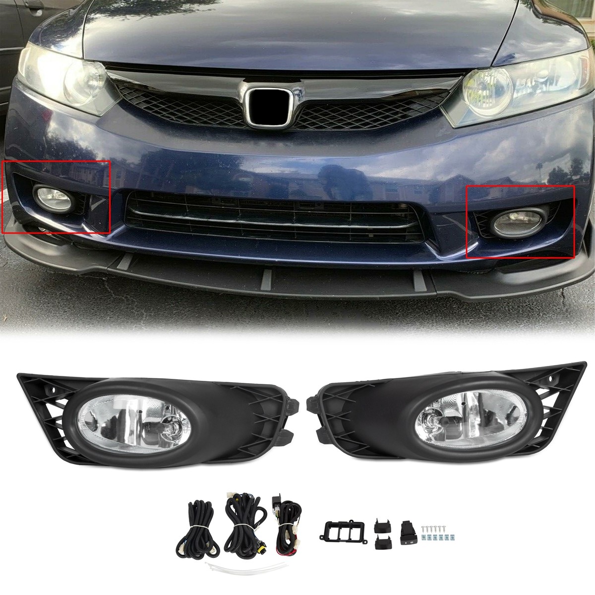 Mistlampen Voor Voor Civic 4-deurs Sedan 2009 2010 2011 Auto Voorbumper Mistlampen Voor Voor Civic 4-deurs Sedan 2009 2010 2011 Auto Voorbumper