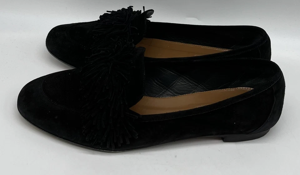 Mocasín plano Aquazzura negro 'salvaje' con flecos en gamuza talla 37,5 Foto 3 de 4