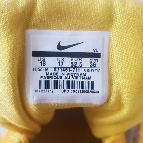 Signed Nike Alpha Menace Pro Mid Football Cleats Yellow White Men's 18 - Picture 12 of 17
