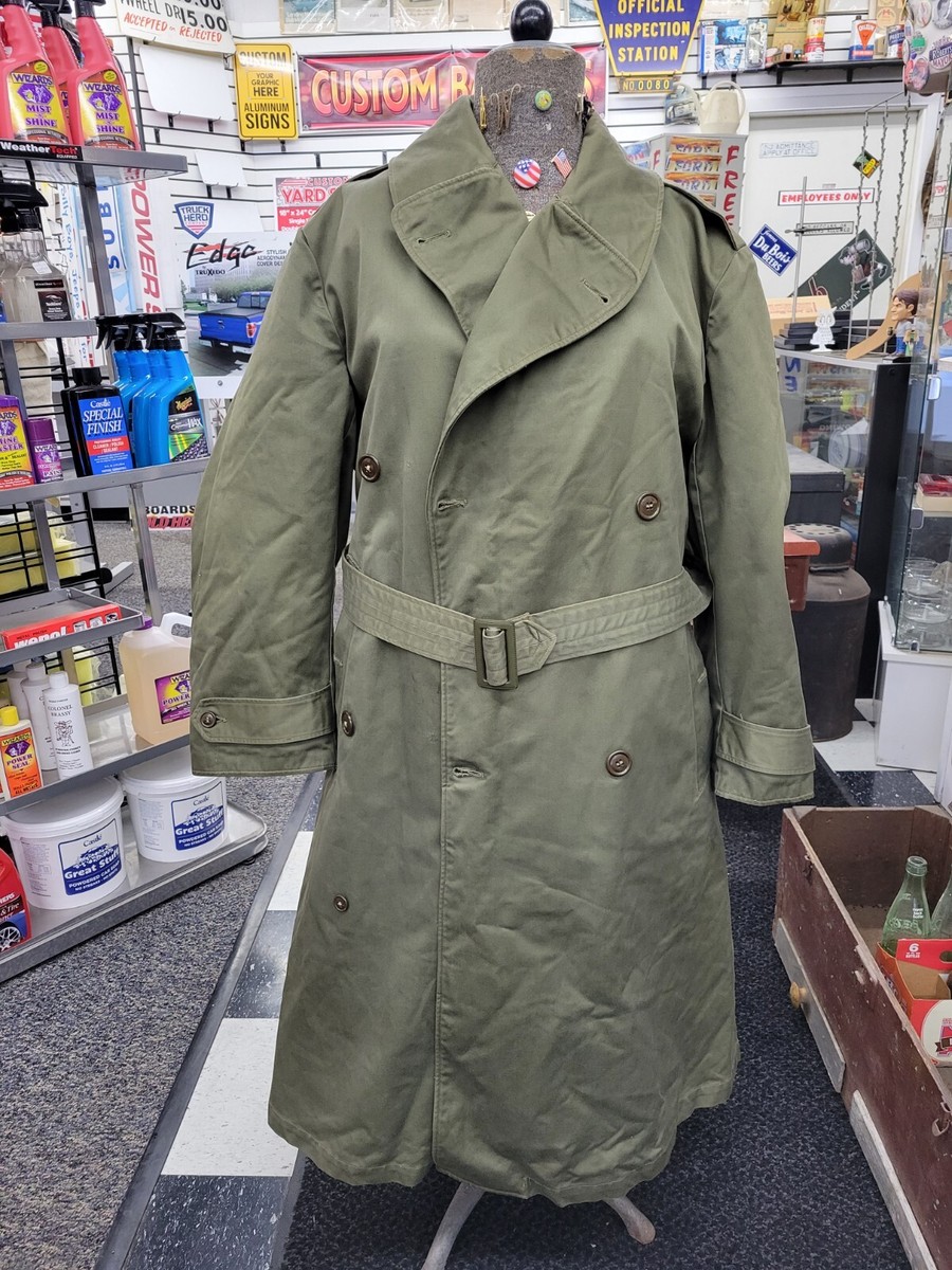 Vintage US Military Overcoat O.D.-7 Green Regular Large 1946 With 