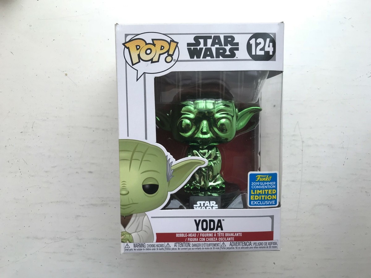 BOXED FUNKO POP VINYL #124 YODA GREEN EXCLUSIVE FIGURE STAR WARS