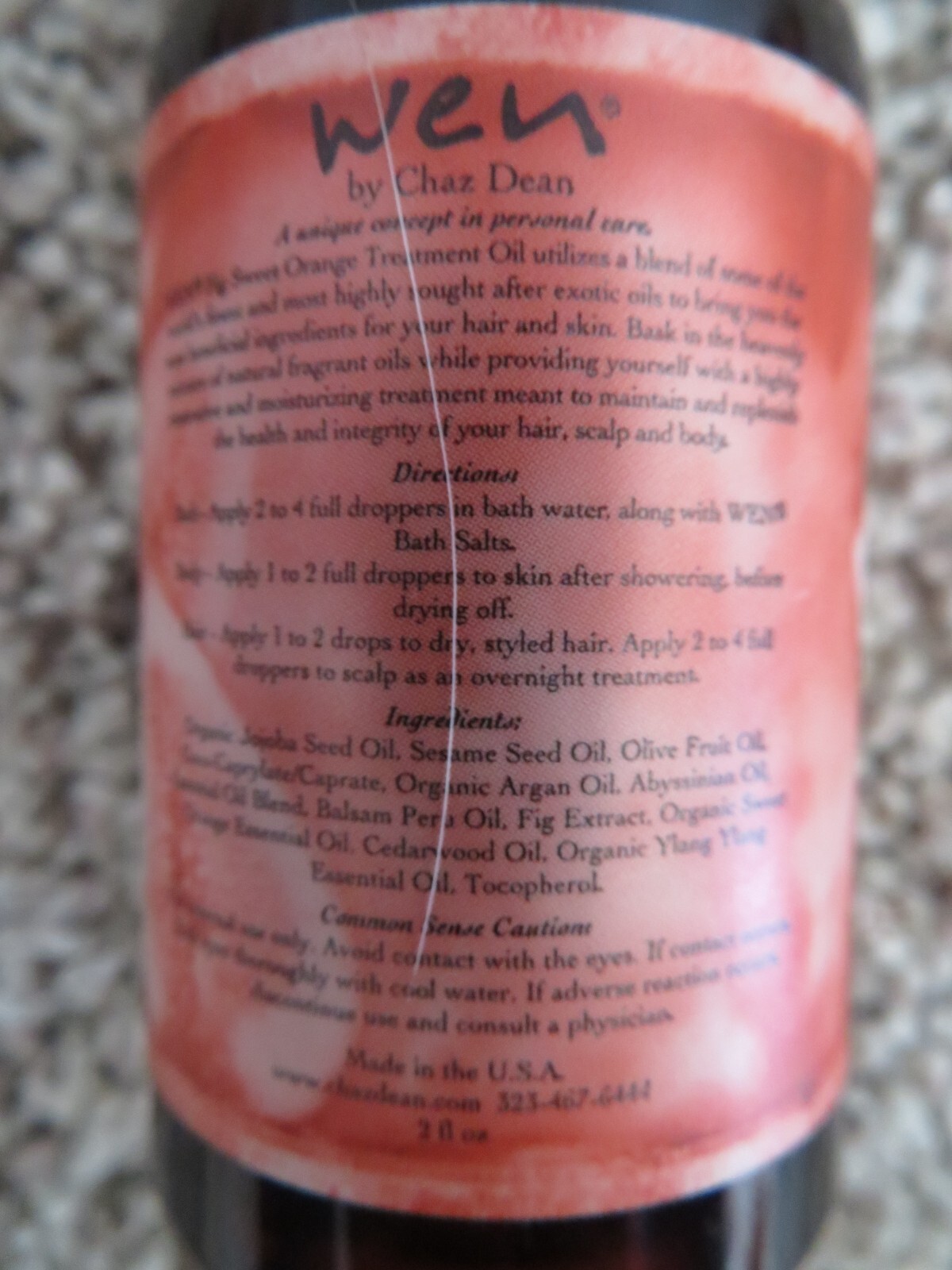 2 Wen Chaz Dean Fig Sweet Orange Treatment oil 2 oz each Bath Body Hair Restore
