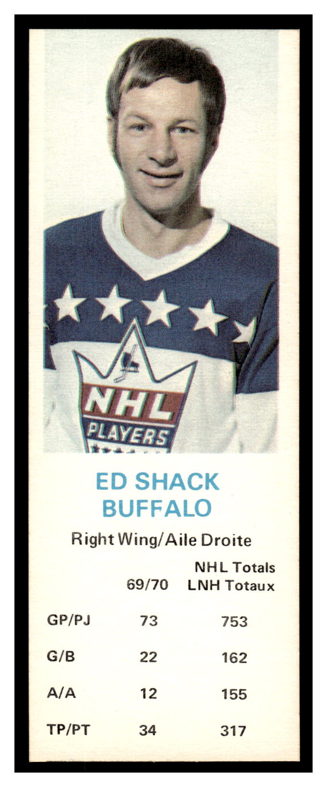 1970-71 Dad's Cookies HOCKEY Ed Shack 125E-02