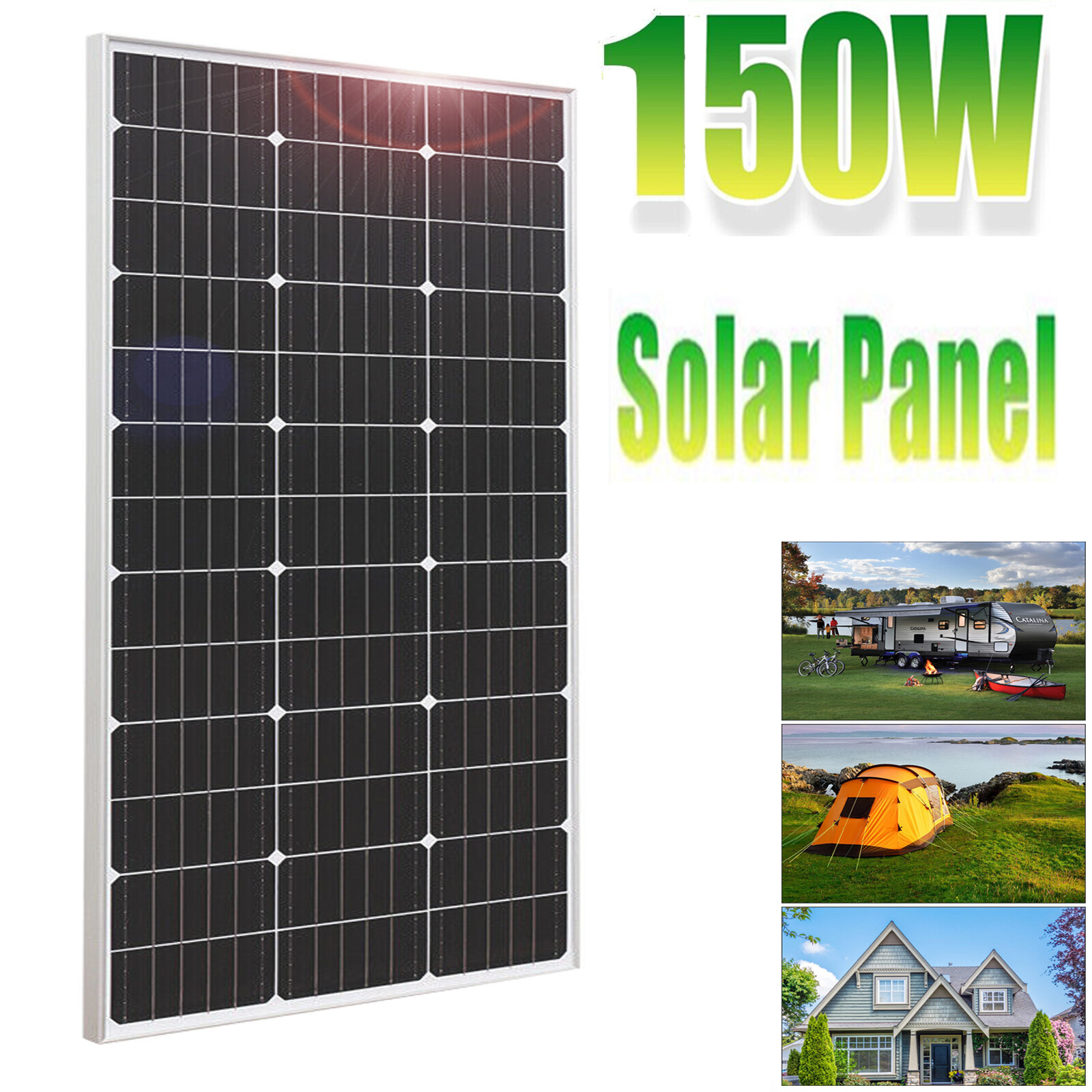 150W 12V Bifacial Solar Panel Portable High-Efficiency Mono PV for Sunshed-image