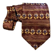 Robert Talbott Best of Class Burgundy Navy Gold Floral Silk Neck Tie made in USA