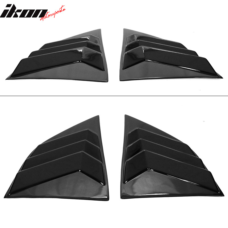 For 08-23 Dodge Challenger XE V3 Gloss Black Side Window Louver Scoop Vent Cover