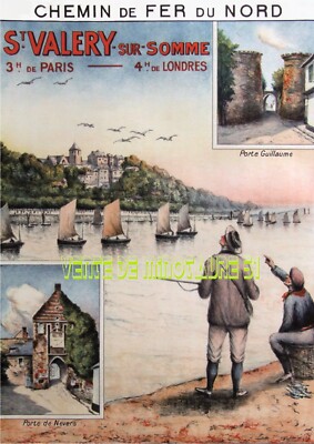 Saint Valéry - sur-Somme - hunter on the bank - circa 1900 - laminated poster