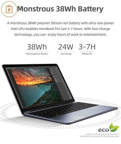 HeroBook Pro 14.1" FHD Display 8GB RAM 256GB SSD Intel Celeorn N4020 Laptop - Picture 3 of 10