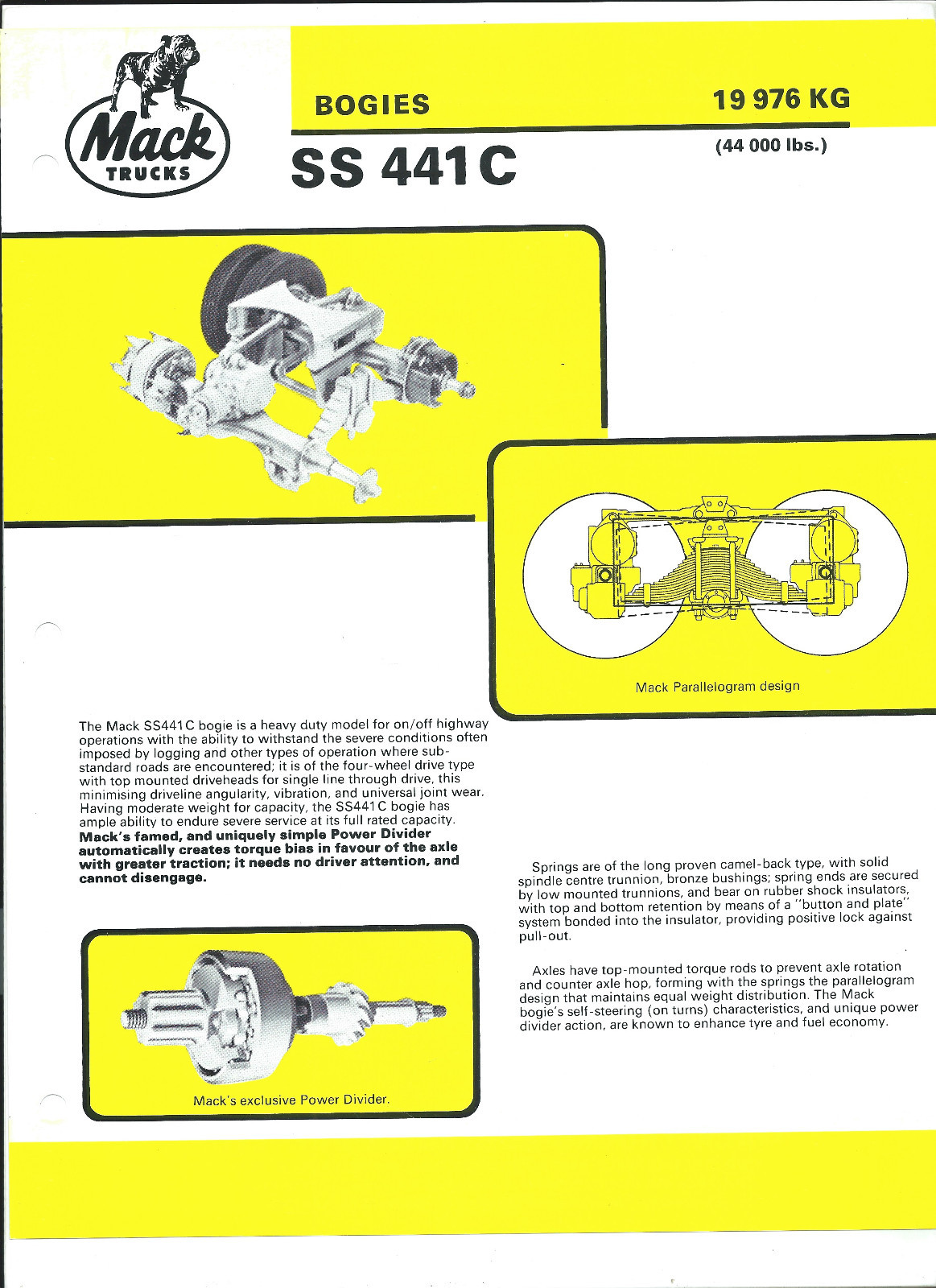 MACK TRUCKS BOGIES SS 441 C BROCHURE 5/84