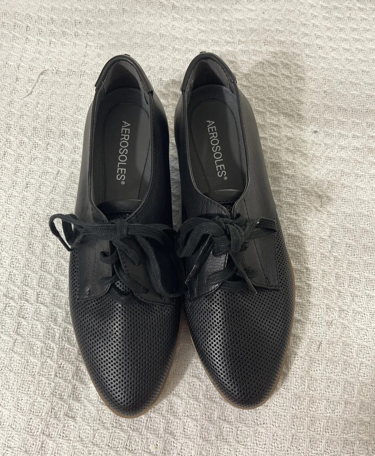 SAOLA Aerosoles Oxford donna Sidecar Flat Comfort pelle nera taglia 7 5