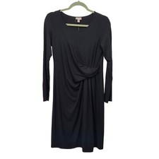 NWT J. Jill Black Long Sleeve Crew Neck Side Waist Knot Carmine Dress Women S