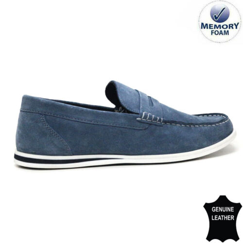 Mens Leather Slip On Walking Boat Deck Casual Driving Moccasin Loafer Shoes Size - Picture 17 of 24