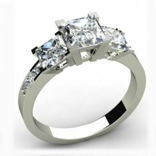 2Ct Princess Cut Lab Created Diamond Engagement Ring 14k White Gold Plated