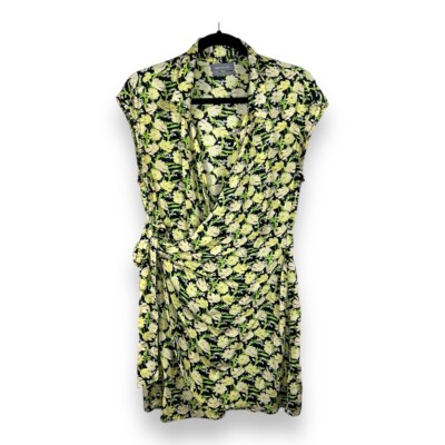 Large Urban Outfitter Wrap Dress Black Yellow Floral Lightweight Boho | eBay