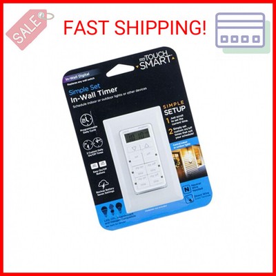 myTouchSmart In-Wall Digital Timer, 4 Programmable On/Off Buttons, 2 Easy On/Off