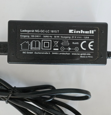 Ladegerät 21V Für Einhell Heckenschere BG-CH 18 LI – Netzadapter Mit Sicherheitsschutz