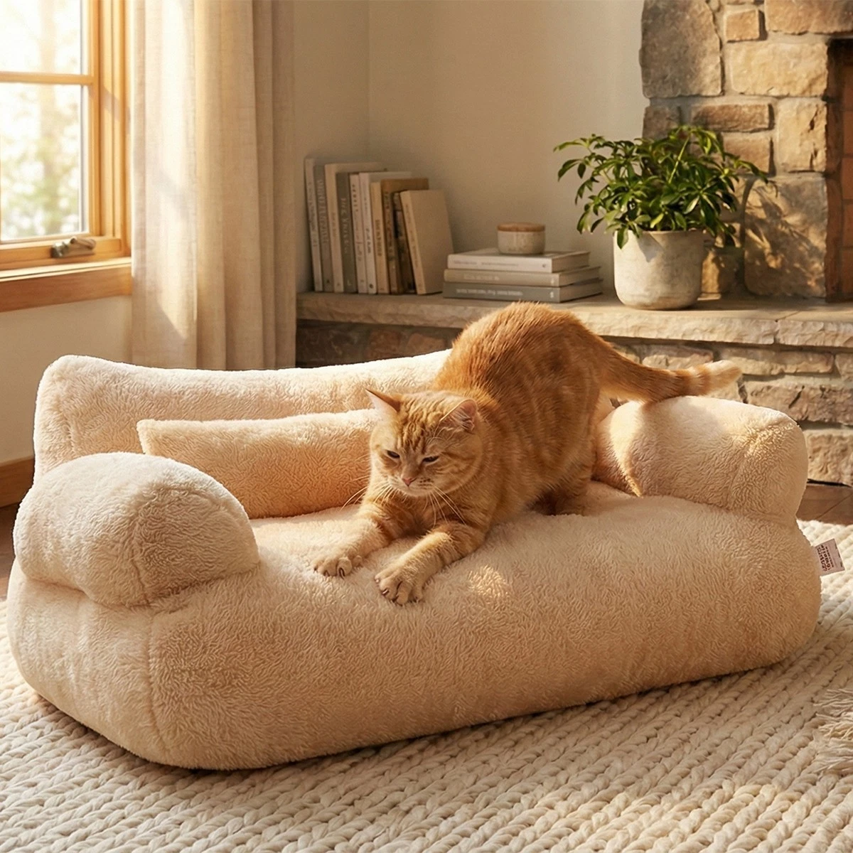 Cozy Plush Pet Couch Bed Washable Non-Slip Sofa for Small Medium Dogs & Cats