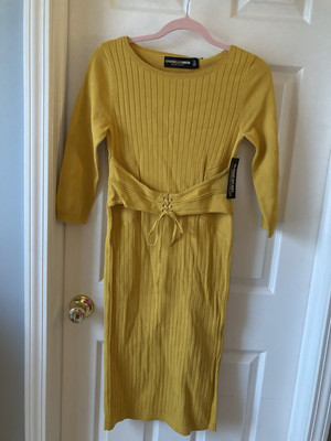 New York and company Gabrielle Union yellow sweater dress size S
