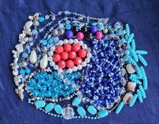 2.5 Lbs. Lot of Mixed Broken Beaded Jewelry, Chains and more 2 Pictures 
