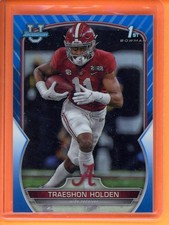 Traeshon Holden Blue Refractor /199 2022 Bowman University Chrome #18