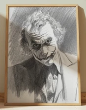 JOKER THE DARK KNIGHT DRAWING PRINT SKETCH 8" x 10" PRINT WALL ART HOME DECOR