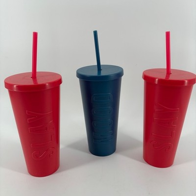 NEW Zak Designs Unisex 3pc Tumbler Set 20oz Pink Blue Slay Mood Embossed