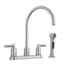 ARRISEA 2 Handle Kitchen Sink Faucet with Pull Out Sprayer 4 Holes 8 Inch Bronze