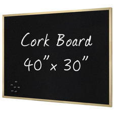 Innovart Black Cork Bulletin Board 40 X 30 10 Push Pins Corkboard Gold Aluminum