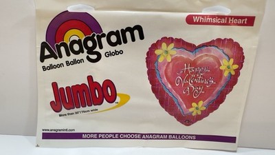 Valentines Day Jumbo Anagram Heart Balloon Vtg Foil Huge NEW Pink Red 30  Wide