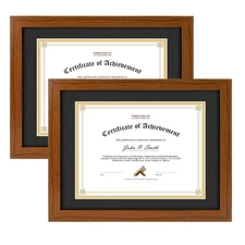11x14 Diploma Wood Frame For 8.5x11 Document Certificates Real Glass Brown