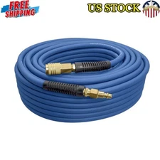 1/4" x 100' Hybrid PVC/Rubber Air Hose w/ Brass Fittings Flexibility 300 PSI New