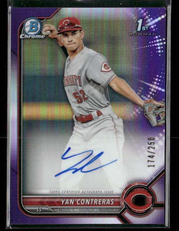 2022 Bowman Chrome Prospects Auto Purple Ref /250 #CPA-YC Yan Contreras