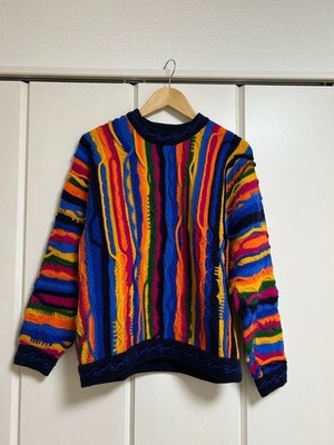 COOGI sweater 3D knit 100% Wool Size S Men's Multicolor Body width 60cm