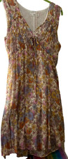 NEW~WOMEN'S~MANGO-MNG~SLIP-ON SLEEVELESS~FLOWERED LINED EMPIRE SUNDRESS~US 8