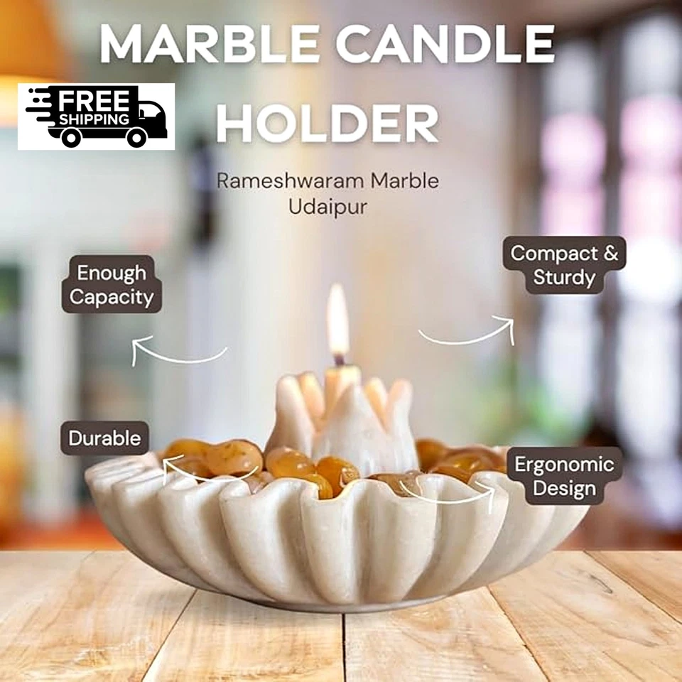 Cuenco de mármol y candelabro dúo - Juego decorativo multiuso de 2 piezas para oficina en casa Foto 2 de 4