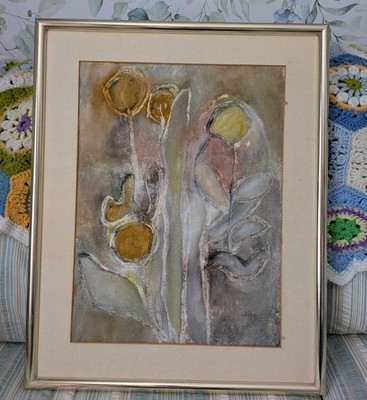 Original 16 X 20 Framed Original Textured 3D Abstract Floral Painting