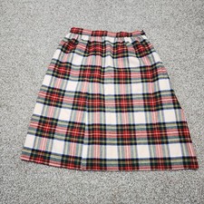 Vintage Woven Scotland Pure New Wool Tartan Plaid Skirt XS Lined 26" Waist Aline